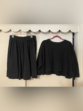 Black Two-Piece Set - Skirt & Long Sleeve Top The Frock NYC